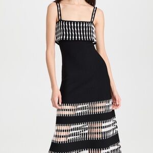 Alexis Black and White Patterned Midi Dress